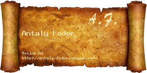 Antaly Fodor névjegykártya